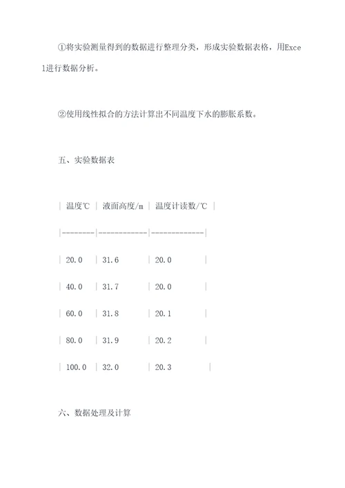 液体膨胀实验报告