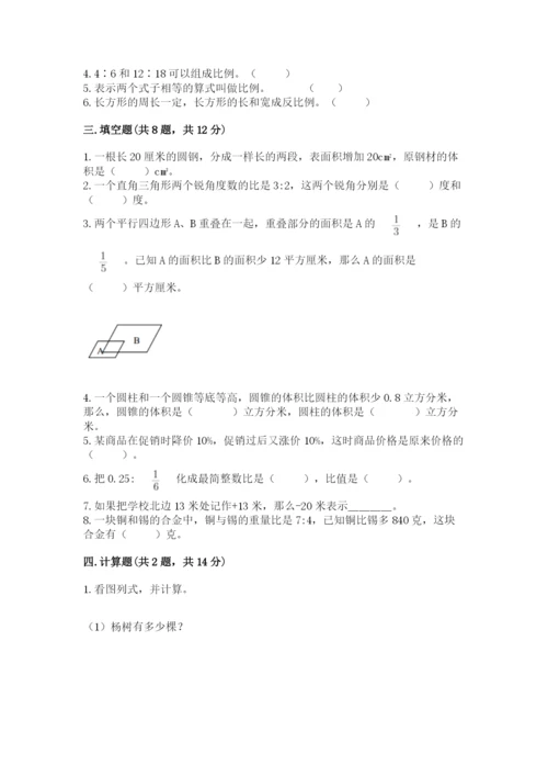 邢台市巨鹿县六年级下册数学期末测试卷带答案.docx