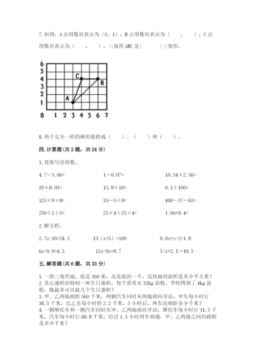 2022人教版五年级上册数学期末测试卷（名师系列）.docx