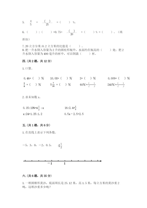 小学六年级下册数学摸底考试题精品【实用】.docx