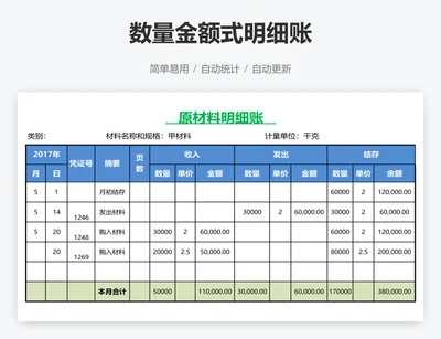 数量金额式明细账