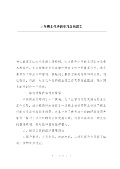 小学班主任培训学习总结范文.docx