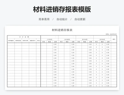 材料进销存报表模版