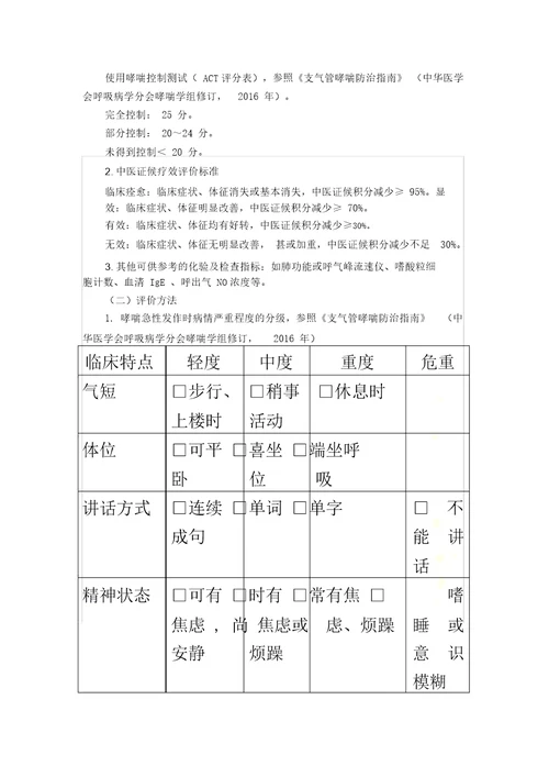 哮病支气管哮喘中医诊疗方案