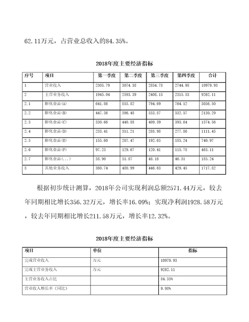 辽宁休闲食品项目年度总结报告