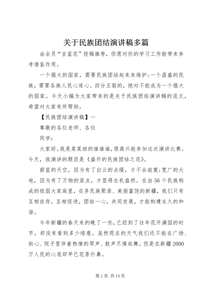 关于民族团结演讲稿多篇.docx