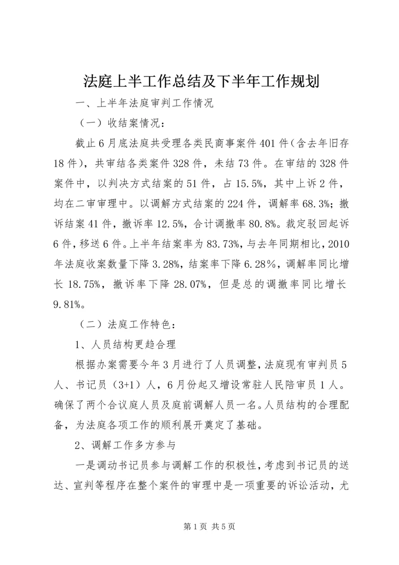 法庭上半工作总结及下半年工作规划.docx