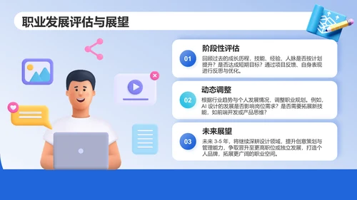 蓝色3D风职业兴趣与未来发展PPT模板