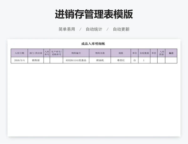 进销存管理表模版