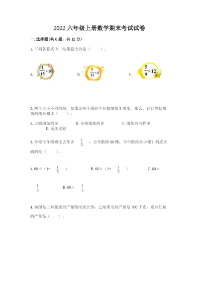 2022六年级上册数学期末考试试卷【中心小学】.docx