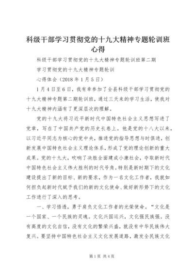 科级干部学习贯彻党的十九大精神专题轮训班心得.docx