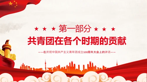在庆祝共青团成立100周年大会上的讲话PPT