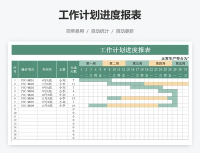 工作计划进度报表