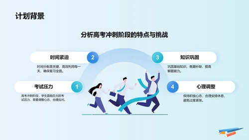 蓝色插画风高考誓师冲刺计划PPT模板