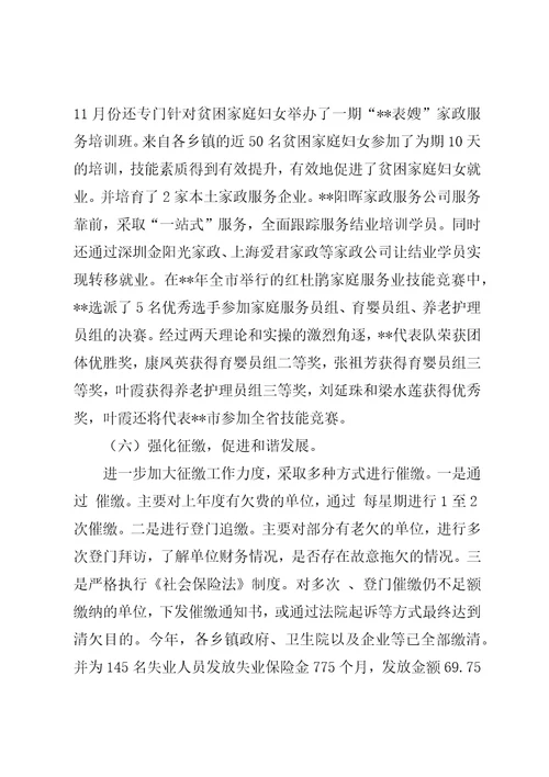 公共就业人才服务局某年工作总结