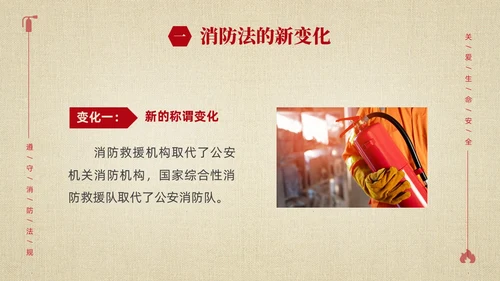 黄色简约学习解读中华人民共和国消防法课件PPT全国消防日