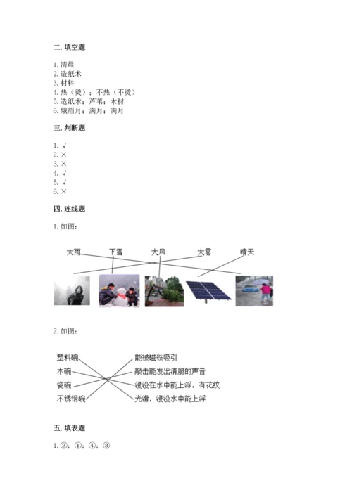 教科版科学二年级上册《期末测试卷》及参考答案（基础题）.docx