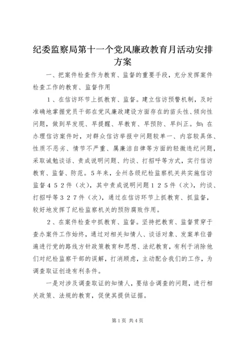 纪委监察局第十一个党风廉政教育月活动安排方案 (2).docx