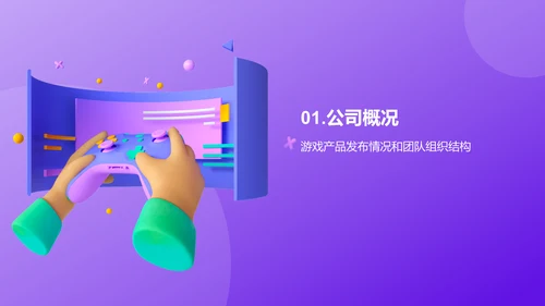 紫色创意炫酷游戏行业年终总结PPT模板