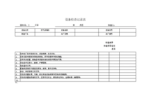 设备检查记录表