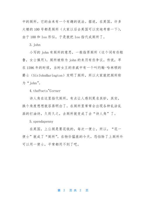 [口语-“厕所”的各种奇怪表达]练习英语口语的软件.docx