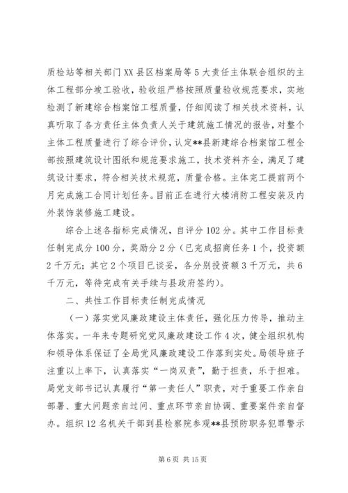 县档案局XX年综合目标责任制自查报告 (2).docx