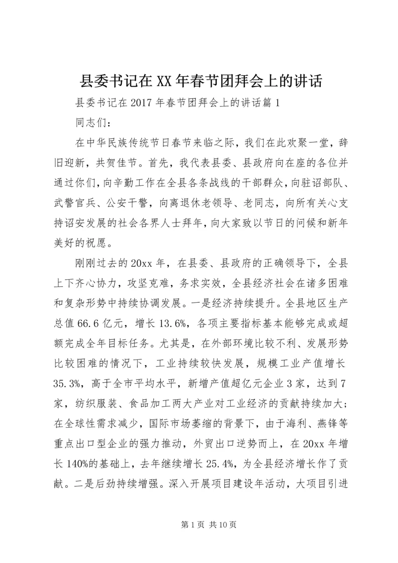 县委书记在XX年春节团拜会上的讲话.docx