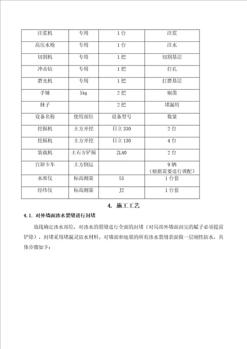 水池堵漏施工方案