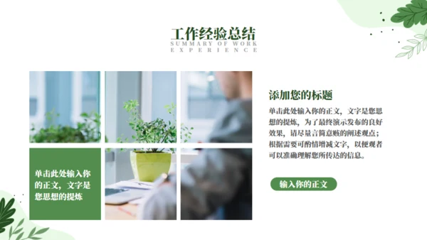 绿色自然工作汇报通用PPT模板
