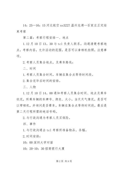 考察人员行程安排.docx