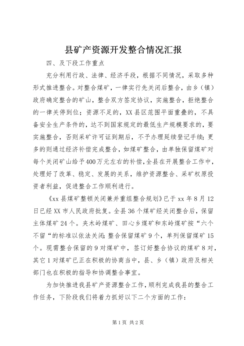 县矿产资源开发整合情况汇报.docx