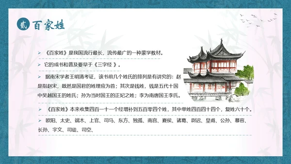 百家姓华夏民族姓氏起源姓氏PPT课件中国传统文化