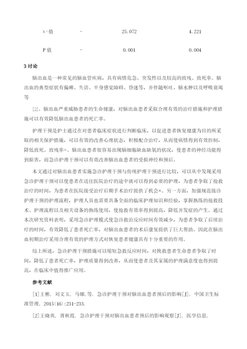 急诊护理干预对脑出血病人预后的影响.docx