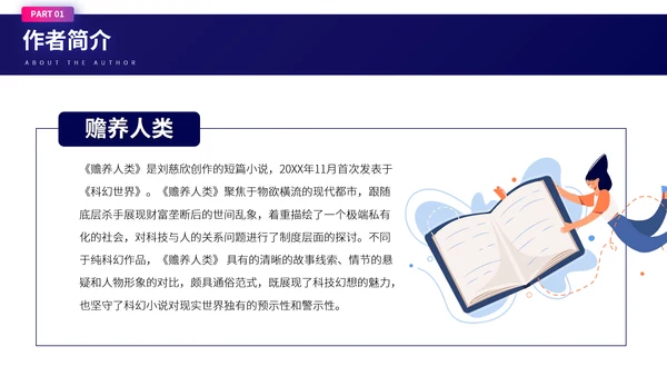 刘慈欣《赡养人类》科幻小说读书分享会PPT模板