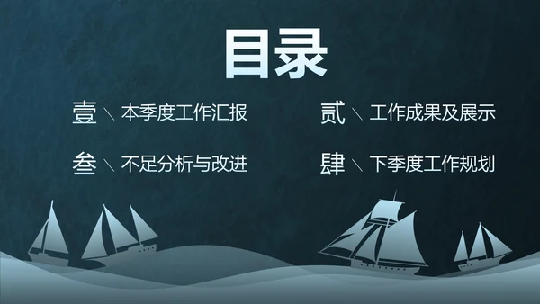 简约高级几何线条季度工作总结PPT模板