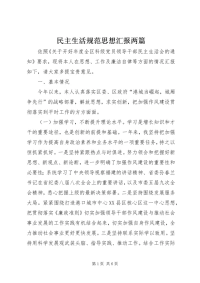 民主生活规范思想汇报两篇.docx