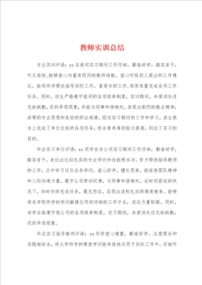 教师实训总结