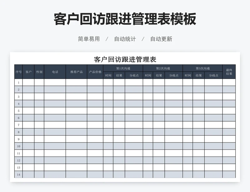 客户回访跟进管理表模板