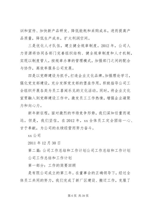 年度公司总结和工作计划.docx