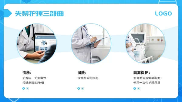 蓝色简约失禁性皮炎的护理PPT模板宣传PPT动态PPT