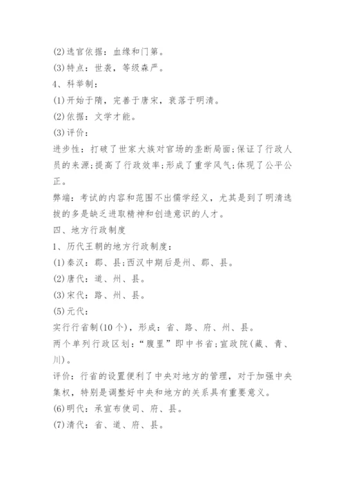 高一历史必修一知识点总结人教版.docx