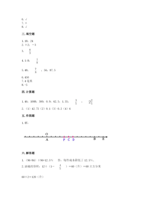 六年级下册数学期末测试卷及参考答案（最新）.docx