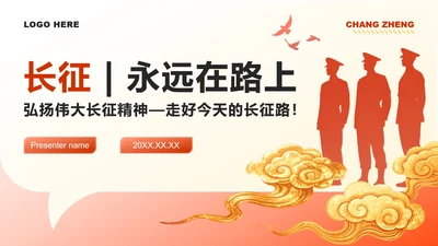 红色简约风红军长征精神长征纪念日主题党课PPT模板