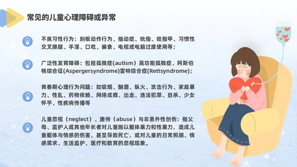 蓝色水彩风格儿童心理健康家长会PPT