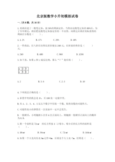 北京版数学小升初模拟试卷附答案【黄金题型】.docx