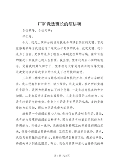 厂矿竞选班长的演讲稿.docx