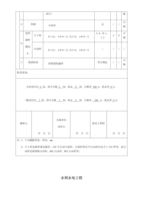 平面闸门门体单元工程安装质量验收评定表.docx