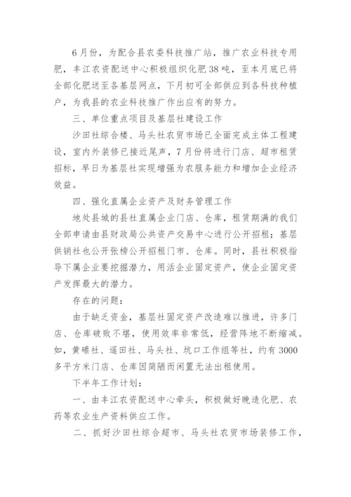 供销社上半年工作总结及下半年工作计划.docx