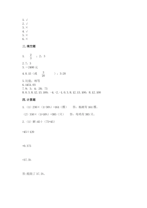 电白县六年级下册数学期末测试卷及完整答案一套.docx