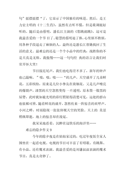 2023年难忘的除夕作文